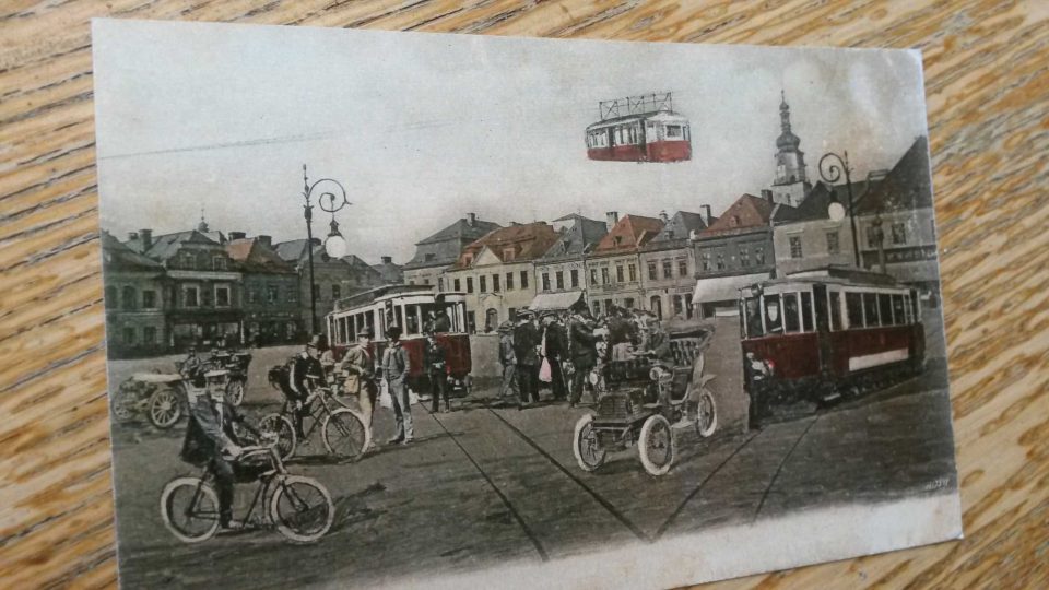 Bruntálské náměstí na staré 'pohlednici budoucnosti'