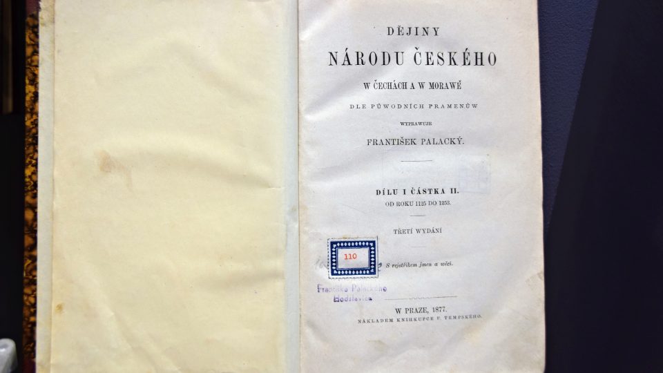 Výtisk Dějin národa českého od Františka Palackého