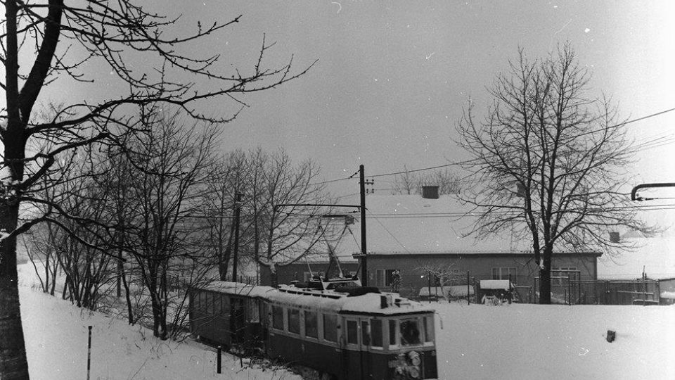 Tramvajová trať v Petřkovicích 16. ledna 1979