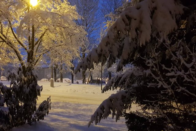 Sníh komplikuje provoz na silnicích | foto: Tomáš Fránek,  Český rozhlas
