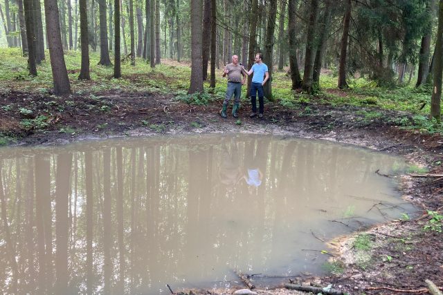 V Rasošském lese nedaleko Jaroměře dokončili lesníci na 20 prvků pro zadržení vody v přírodě | foto: Jakub Vik,  Český rozhlas