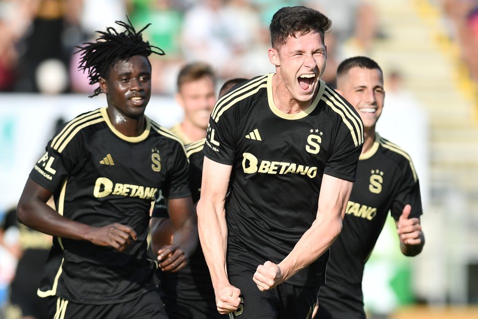 Fotbalista Sparty Martin Vitík se raduje z branky do sítě Jablonce | foto: Vít Černý,   ČTK,  Profimedia